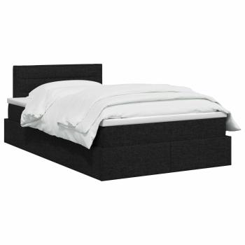 Aufbewahrungsbett mit Matratze Schwarz 120 x 200 cm Samt