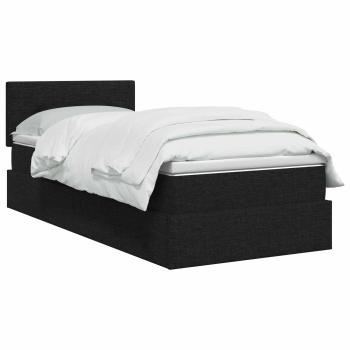 Aufbewahrungsbett mit Matratze Schwarz 90 x 190 cm Samt