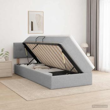 ARDEBO.de - Aufbewahrungsbett mit Matratze Hellgrau 90 x 200 cm Samt