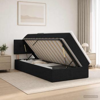 ARDEBO.de - Aufbewahrungsbett mit Matratze Schwarz 90 x 200 cm Samt