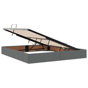 Aufbewahrungsbett mit Matratze Dunkelgrau 140 x 190 cm Samt
