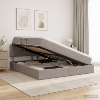 ARDEBO.de - Aufbewahrungsbett mit Matratze Taupe 140 x 200 cm Samt
