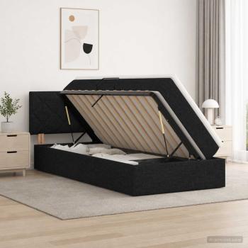 ARDEBO.de - Aufbewahrungsbett mit Matratze Schwarz 90 x 190 cm Samt