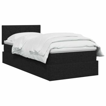 Aufbewahrungsbett mit Matratze Schwarz 90 x 190 cm Samt