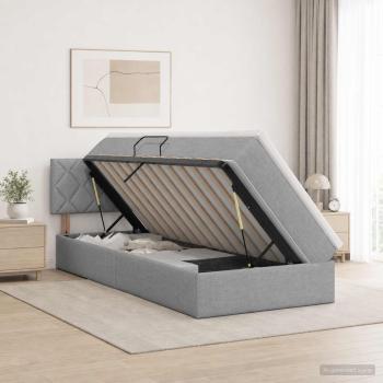 ARDEBO.de - Aufbewahrungsbett mit Matratze Hellgrau 90 x 200 cm Samt