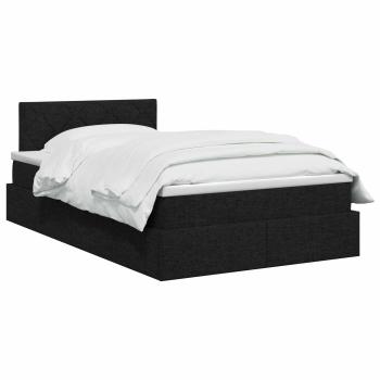 Aufbewahrungsbett mit Matratze Schwarz 120 x 200 cm Samt