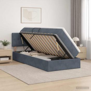 ARDEBO.de - Aufbewahrungsbett mit Kopfteil Dunkelgrau 90 x 200 cm Samt