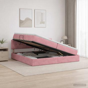 ARDEBO.de - Aufbewahrungsbett mit Kopfteil Rosa 200 x 200 cm Samt