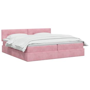 Aufbewahrungsbett mit Kopfteil Rosa 200 x 200 cm Samt