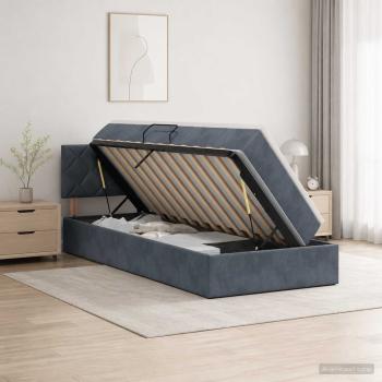 ARDEBO.de - Aufbewahrungsbett mit Kopfteil Dunkelgrau 90 x 200 cm Samt