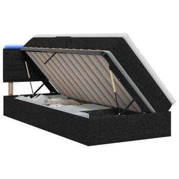 LED-Speicherbett mit Matratze Schwarz 90 x 190 cm Stoff