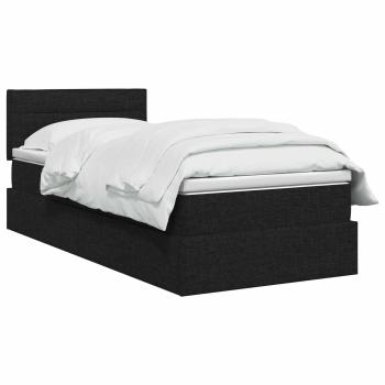 LED-Speicherbett mit Matratze Schwarz 90 x 200 cm Stoff