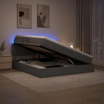 ARDEBO.de - LED-Speicherbett mit Matratze Dunkelgrau 140 x 200 cm Stoff