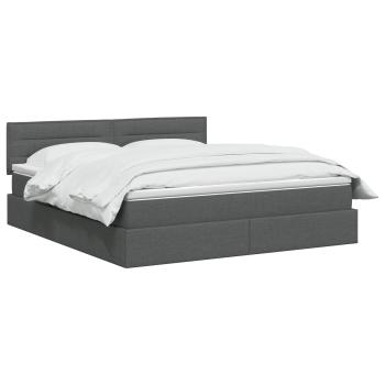 LED-Speicherbett mit Matratze Dunkelgrau 140 x 200 cm Stoff
