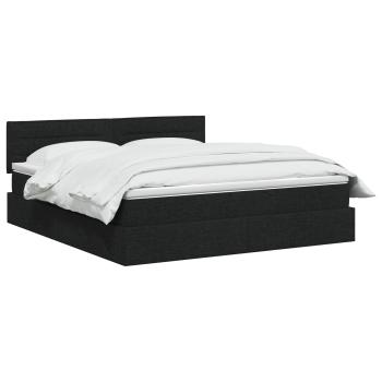 LED-Speicherbett mit Matratze Schwarz 140 x 200 cm Stoff