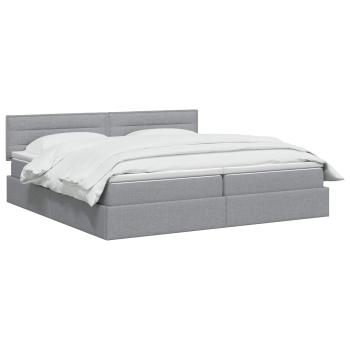 LED-Speicherbett mit Matratze Hellgrau 200 x 200 cm Stoff