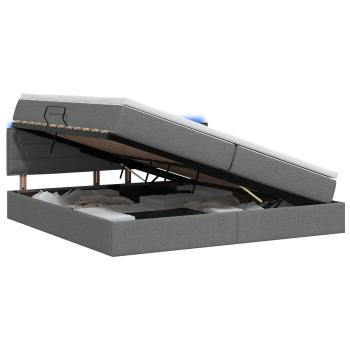 LED-Speicherbett mit Matratze Dunkelgrau 200 x 200 cm Stoff