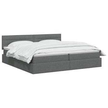 LED-Speicherbett mit Matratze Dunkelgrau 200 x 200 cm Stoff