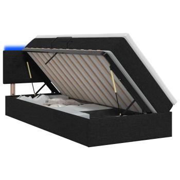 LED-Speicherbett mit Matratze Schwarz 90 x 200 cm Stoff