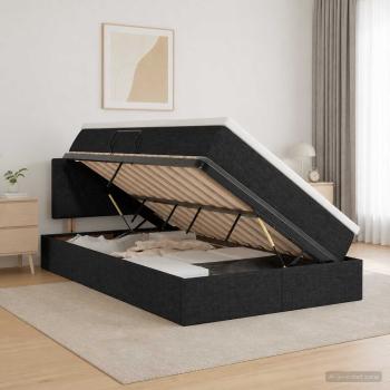 ARDEBO.de - LED-Speicherbett mit Matratze Schwarz 120 x 200 cm Stoff