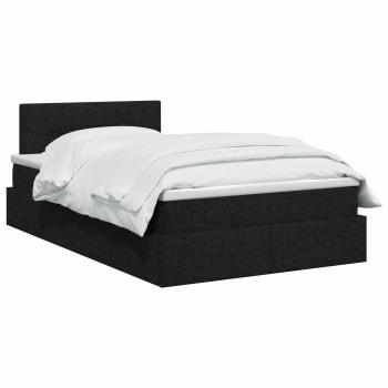 LED-Speicherbett mit Matratze Schwarz 120 x 200 cm Stoff