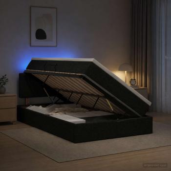 LED-Speicherbett mit Matratze Schwarz 120 x 200 cm Stoff