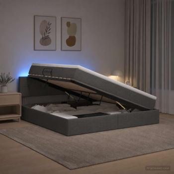 ARDEBO.de - LED-Speicherbett mit Matratze Dunkelgrau 140 x 200 cm Stoff