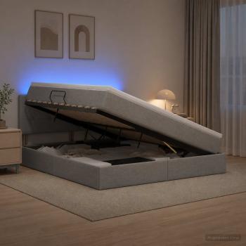 ARDEBO.de - LED-Speicherbett mit Matratze Hellgrau 160 x 200 cm Stoff