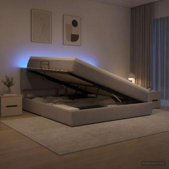 LED-Speicherbett mit Matratze Taupe 180 x 200 cm Stoff