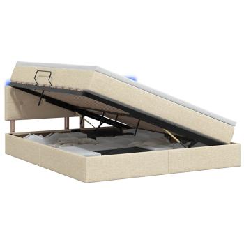 LED-Speicherbett mit Matratze Creme 180 x 200 cm Stoff