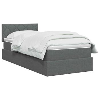 LED-Speicherbett mit Matratze Dunkelgrau 90 x 200 cm Stoff