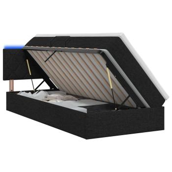 LED-Speicherbett mit Matratze Schwarz 100 x 200 cm Stoff