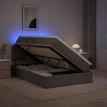 ARDEBO.de - LED-Speicherbett mit Matratze Dunkelgrau 120 x 200 cm Stoff
