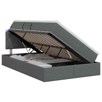 LED-Speicherbett mit Matratze Dunkelgrau 120 x 200 cm Stoff