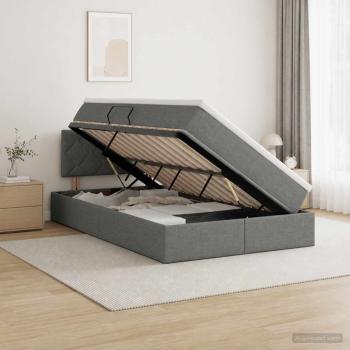 LED-Speicherbett mit Matratze Dunkelgrau 120 x 200 cm Stoff