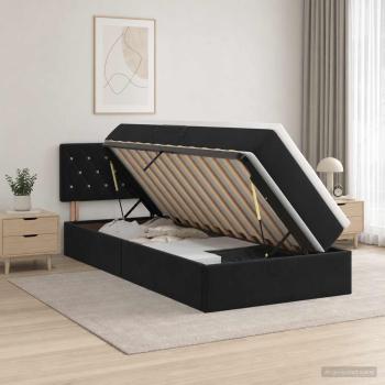 ARDEBO.de - LED-Speicherbett mit Matratze Schwarz 90 x 190 cm Samt