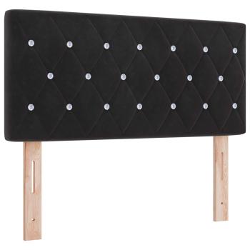 LED-Speicherbett mit Matratze Schwarz 90 x 190 cm Samt