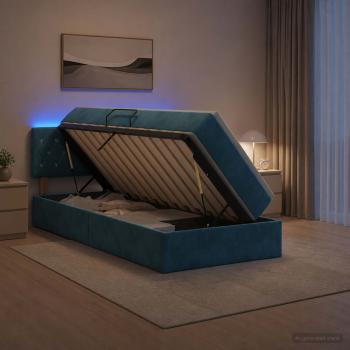 ARDEBO.de - LED-Speicherbett mit Matratze Dunkelblau 100 x 200 cm Samt