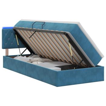 LED-Speicherbett mit Matratze Dunkelblau 100 x 200 cm Samt