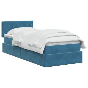 LED-Speicherbett mit Matratze Dunkelblau 100 x 200 cm Samt