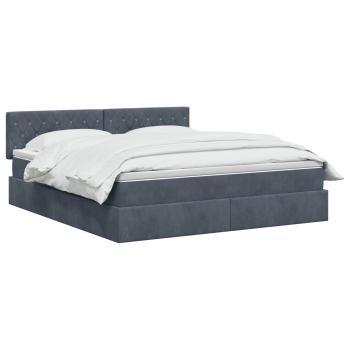LED-Speicherbett mit Matratze Dunkelgrau 160 x 200 cm Samt