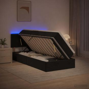ARDEBO.de - LED-Speicherbett mit Matratze Schwarz 90 x 190 cm Samt