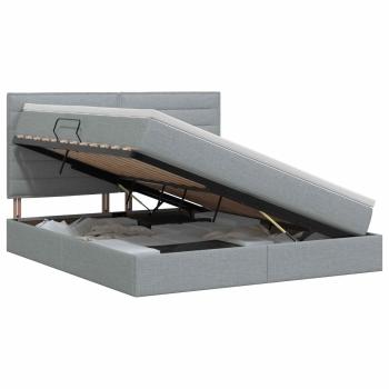 Aufbewahrungsbett mit Matratze Hellgrau 140 x 190 cm Stoff