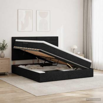ARDEBO.de - Aufbewahrungsbett mit Matratze Schwarz 140 x 190 cm Stoff