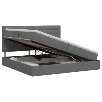 Aufbewahrungsbett mit Matratze Dunkelgrau 200 x 200 cm Stoff