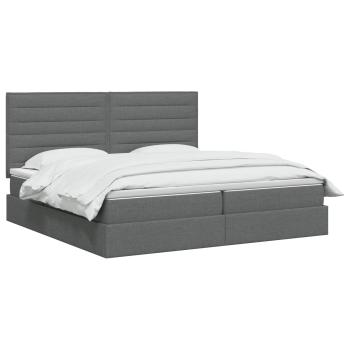 Aufbewahrungsbett mit Matratze Dunkelgrau 200 x 200 cm Stoff