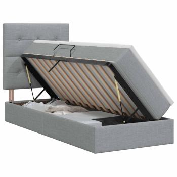 Aufbewahrungsbett mit Matratze Hellgrau 90 x 190 cm Stoff