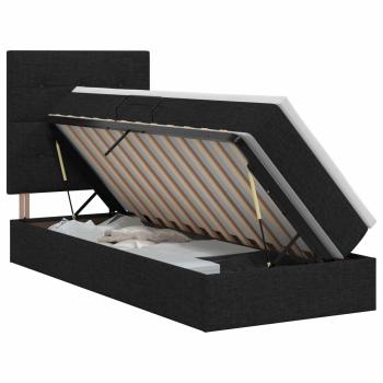 Aufbewahrungsbett mit Matratze Schwarz 90 x 190 cm Stoff