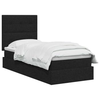 Aufbewahrungsbett mit Matratze Schwarz 90 x 190 cm Stoff