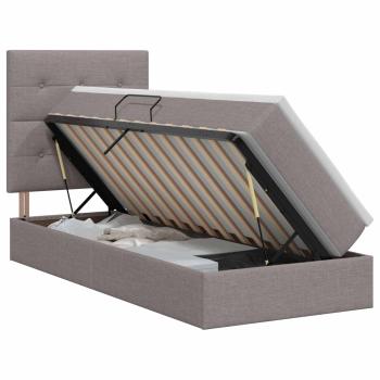 Aufbewahrungsbett mit Matratze Taupe 90 x 200 cm Stoff